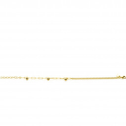 ZINZI gold plated zilveren schakelarmband met gourmet en paperclip schakels en 3 bolletjes 16,5-19,5cm ZIA2521G