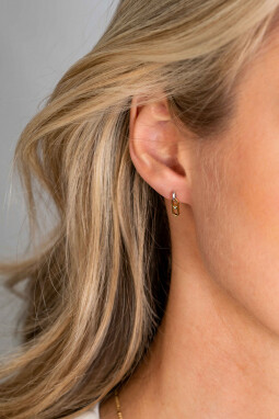 ZINZI gold plated zilveren ovale oorstekers 12mm bezet met witte zirconia ZIO2300