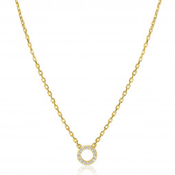 ZINZI gold plated zilveren ketting met open rondje (7,5mm) bezet met witte zirconia's 40-45cm ZIC2550Y