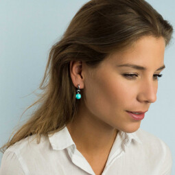 ZINZI zilveren oorbedels parel turquoise ZICH266T (zonder oorringen)