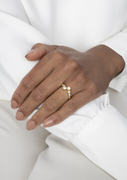 ZINZI zilveren ring geel verguld rond wit ZIR2054Y