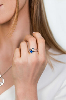 ZINZI zilveren multi-look ring blauw wit ZIR1963