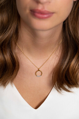 ZINZI zilveren ronde hanger 22mm in geel verguld gedraaid witte zirconia ZIH2128Y