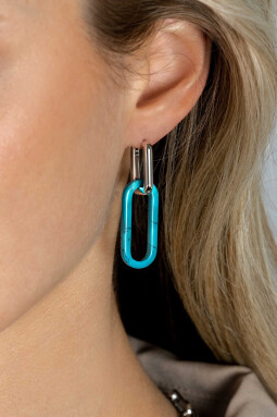 30mm ZINZI grote ovale oorbedels in trendy turquoise blauw ZICH2456T (zonder oorringen)