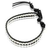 Zinzi zwart leren armband witte beads one-size ZIA756ZW