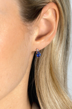 10mm ZINZI zilveren oorstekers peervorm indigo blauw en witte zirconia ZIO2440