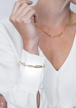 ZINZI zilveren armband in 14K geel verguld met ovale closed for ever schakels 6mm breed ZIA1990G