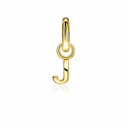 ZINZI zilveren geelvergulde letter oorbedel J per stuk geprijsd ZICH2145J. (zonder oorringen).