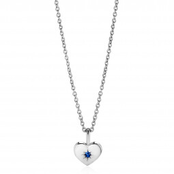 SEPTEMBER hanger 12mm zilveren hart geboortesteen saffier blauw zirconia (zonder collier)