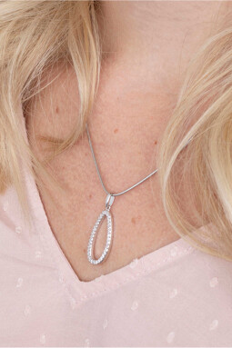 ZINZI zilveren hanger 33mm ovale vorm met witte zirconia's ZIH2038
