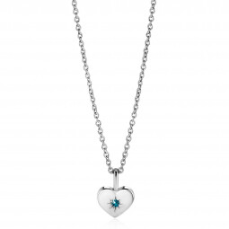 MAART hanger 12mm zilveren hart geboortesteen blauw aquamarijn zirconia