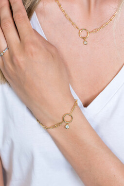 ZINZI zilveren paperclip schakelarmband 14K geel verguld 3mm rond witte zirconia 19-21cm ZIA2200Y