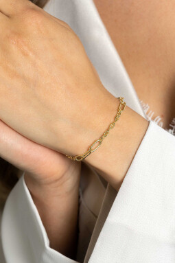 ZINZI gold plated zilveren marine schakel armband met zes grotere ovale schakels 4,5mm breed 18-20cm ZIA2413G