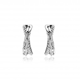 18mm ZINZI zilveren luxe oorringen cross-over met paperclip schakel en gedraaide baan 18x6mm met klapsluiting ZIO2544