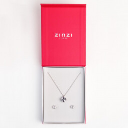Cadeauset 'Sparkle White'. Zilveren ketting 42cm (ZILC-J42) met schitterende hanger (ZIH2259) en bijpassende oorstekers (ZIO2259). Cadeauset3