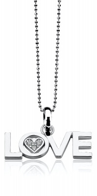 ZINZI zilveren hanger LOVE letters met hartje 29mm wit LOVEH09