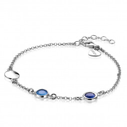ZINZI zilveren fantasie armband met ronde zettingen blauw/kobalt 17-20 cm ZIA-BF43
