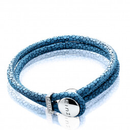 ZINZI leren armband met roggenprint blauw ZIA846DB