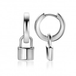 ZINZI zilveren oorbedels trendy slotje 13mm ZICH2353 (excl. oorringen)