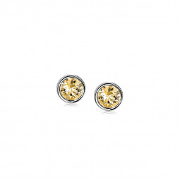 ZINZI zilveren oorknoppen 7mm rond Swarovski-crystal champagne ZIO1423C
