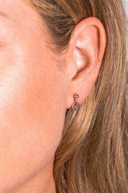 ZINZI zilveren oorstekers rosé verguld rond ster ZIO1623R