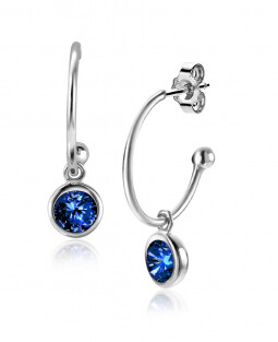 ZINZI zilveren oorsieraden met blauwe kleursteen 16mm ZIO1935B
