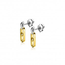 ZINZI gold plated zilveren ovale oorstekers 12mm bezet met witte zirconia ZIO2300