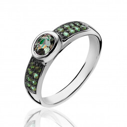 ZINZI zilveren ring groen ZIR1044G