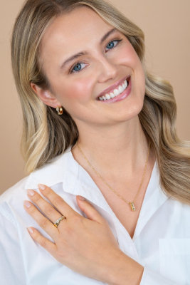 ZINZI gold plated zilveren ketting 45cm met luxe cross-over hanger (16mm) bezet met witte zirkonia's ZIC2801