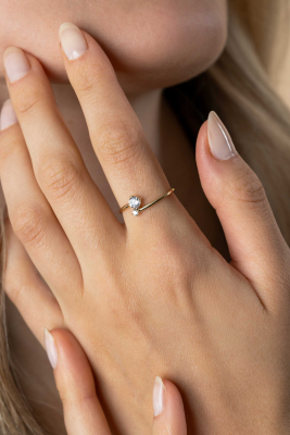 ZINZI Gold 14 krt gouden ring met twee vierpootszettingen, bezet met ronde witte zirconia's (7mm) ZGR462
