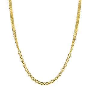 ZINZI goldplated zilveren collier 45cm met dubbele stijl: grove schakel en fijne kettingen ZIC2781G