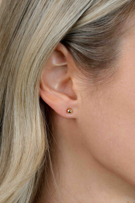 ZINZI zilveren oorstekers glad bol 6mm geel verguld ZIO808G