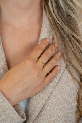 ZINZI goldplated zilveren aanschuifring met fantasie schakels ZIR2802C