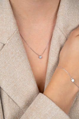 ZINZI zilveren ketting met hanger rond 40-43cm ZIC1393