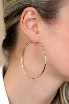 ZINZI zilveren oorringen 14K geel verguld glad 65x2mm rond ZIO438G
