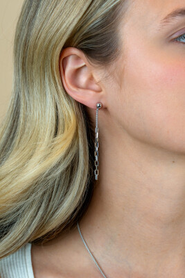 65mm ZINZI zilveren multi-look oorstekers met bungelende paperclip schakels ZIO2709