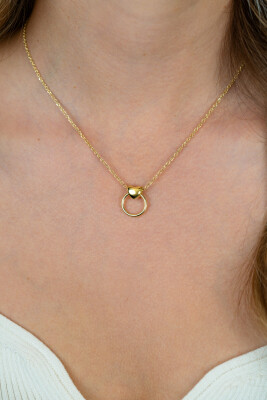 ZINZI gold plated zilveren ketting 42-45cm met glanzend hart aan een open rondje ZIC2759