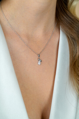 ZINZI zilveren ketting 42-45cm  met hanger met drie druppelvormen ZIC2746