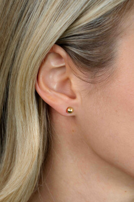 ZINZI zilveren oorstekers glad bol geel verguld 5mm ZIO807G