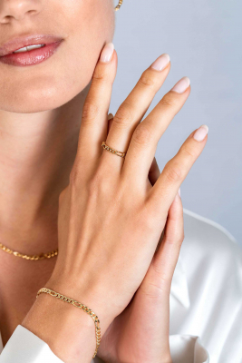 ZINZI gold plated zilveren aanschuifring met figaro schakel 3mm ZIR2291G