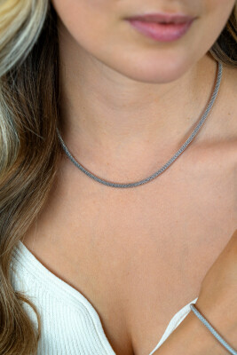 ZINZI zilveren popcorn ketting 3mm breed 42cm ZIC2765