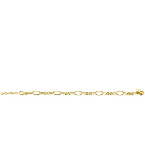 ZINZI goldplated zilveren schakelarmband met speelse combinaties van ronde en ovale schakels ZIA2706G
