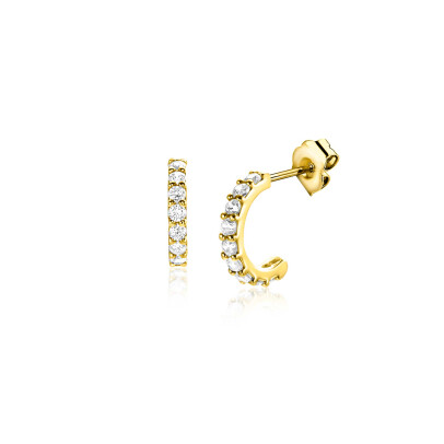 8mm ZINZI Gold 14 krt gouden halve oorringen bezet met witte zirconia's ZGO458
