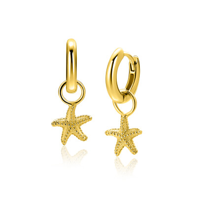 8mm ZINZI gold plated zilveren oorbedels zeester ZICH2731 (zonder oorringen)