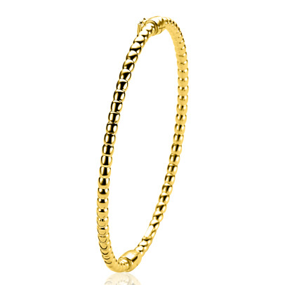 ZINZI gold plated zilveren bangle armband met bolletjes-motief 3mm en luxe scharniersluiting ZIA2755G
