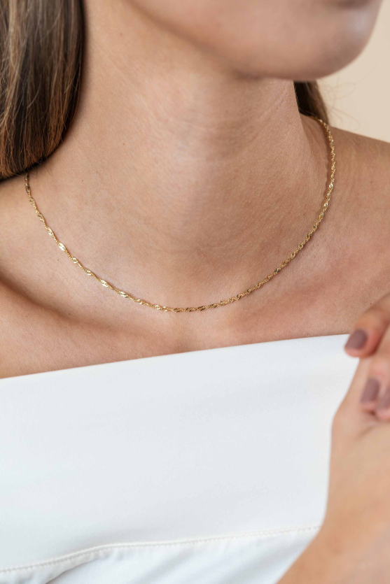 ZINZI Gold 14 karaat gouden massieve Singapore ketting 1,8mm breed