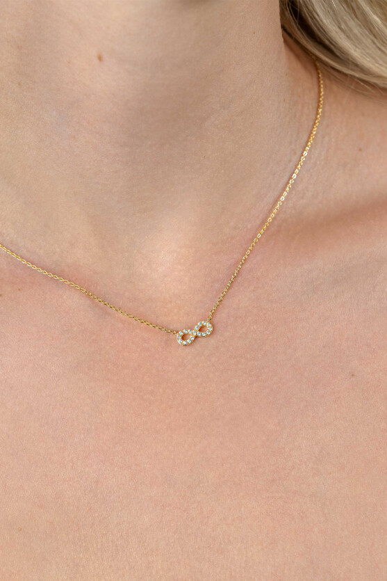 ZINZI gold plated zilveren ketting met Infinity teken, vol bezet