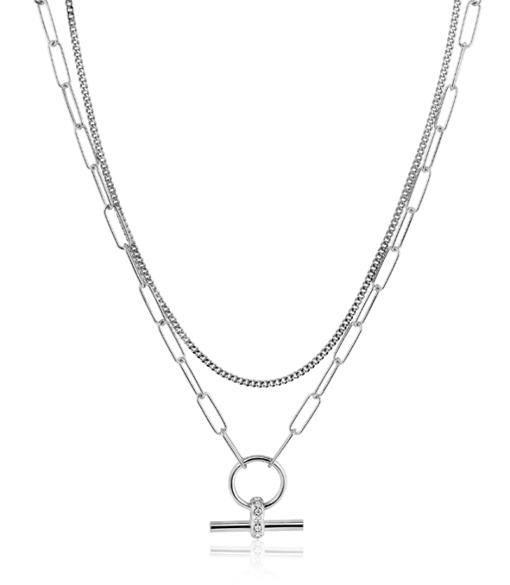 MicLee Halsketting voor dames, 925 sterling zilver, zirkonia