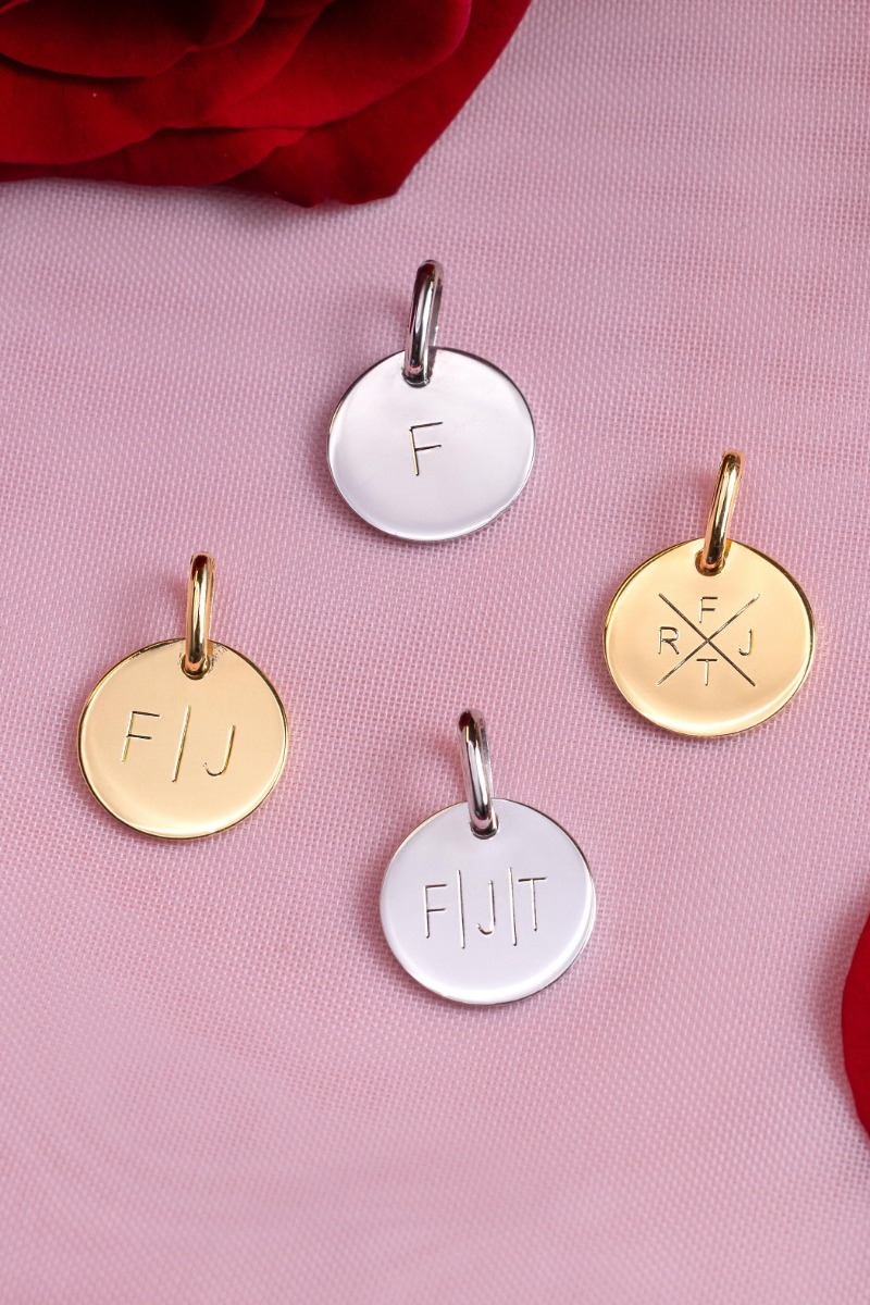 13.5 mm ZINZI gold plated zilveren coin hanger met parelrand voor gravure ZIH2651G (zonder collier)