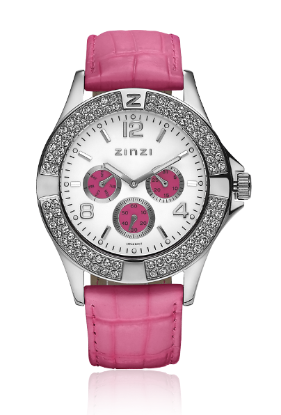 ZINZI Watch wit en roze plaat roze band UNO3R